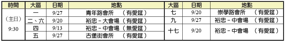 9月集中主日時地