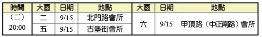 9月集中禱告時地