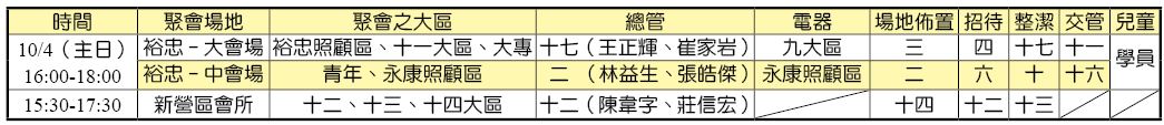 10/4服事表