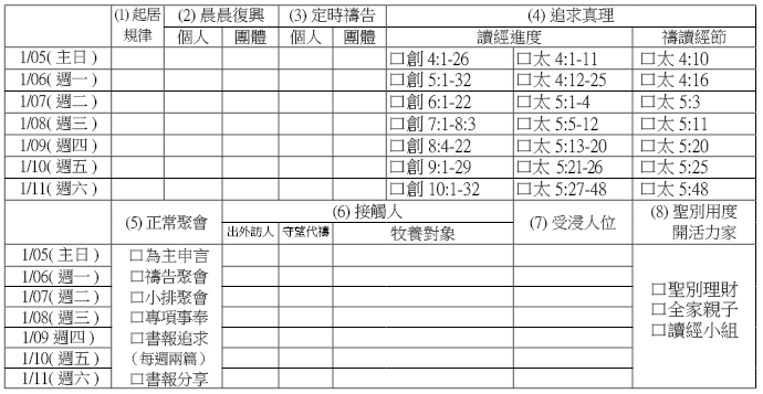 0105神人生活操練表