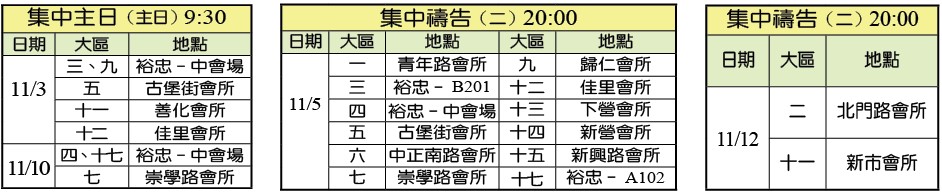 集中主日及集中禱告