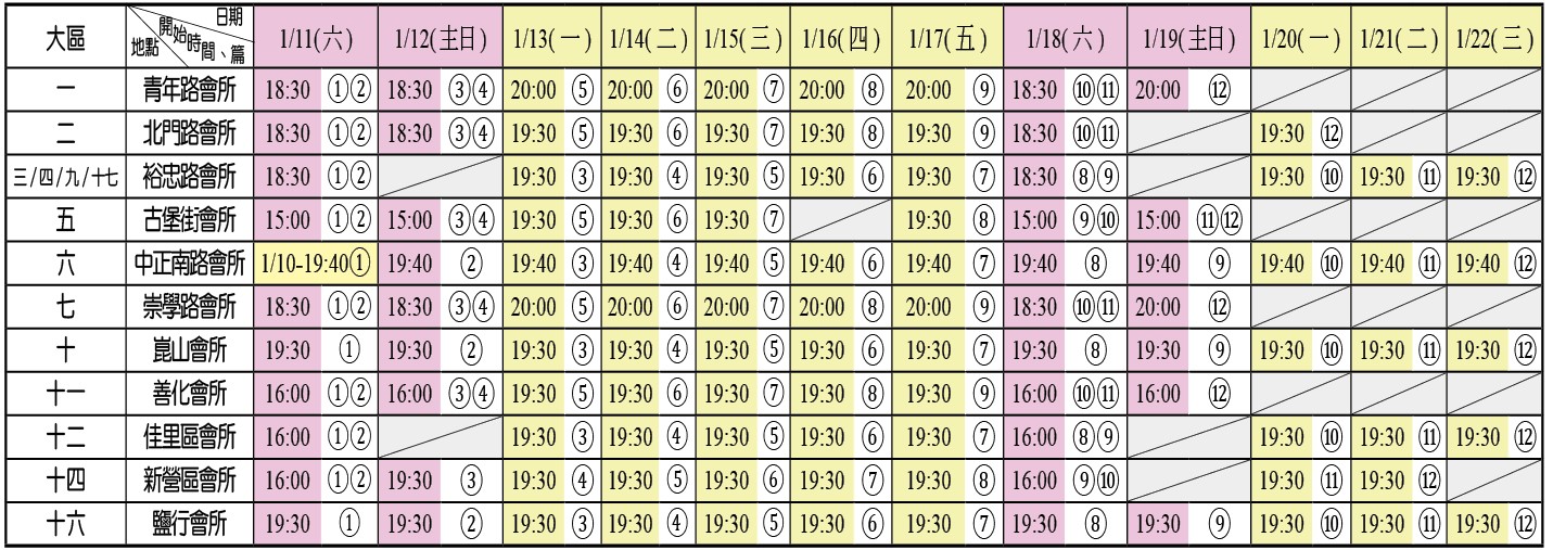 冬訓錄影訓練夜間班時地表