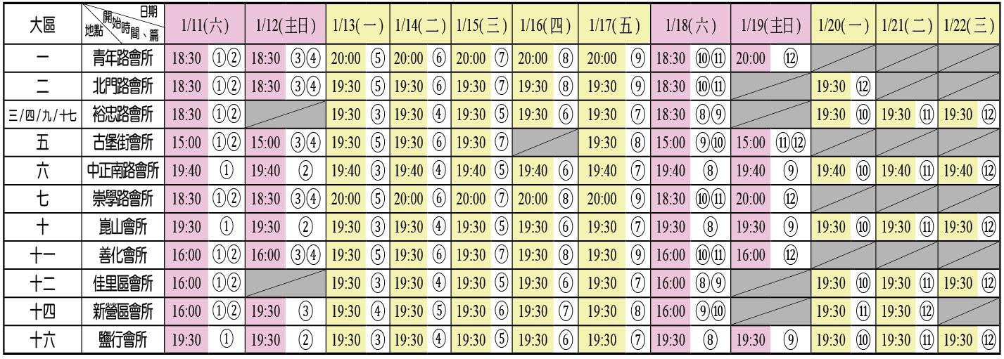 NEW冬訓夜間班時地