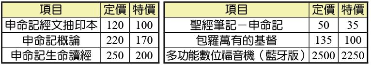 特價項目