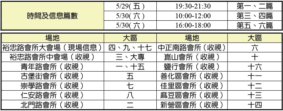 5/29-30國殤節特會時間地點