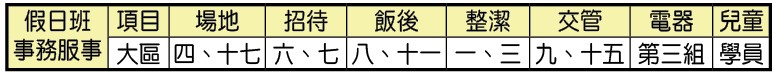 夏季訓練假日班服事