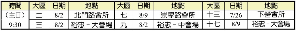 集中主日時地