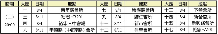集中禱告時地