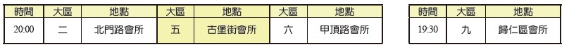 大區集中禱告時地