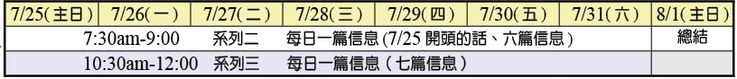 北美華語線上特會開班時間一覽表