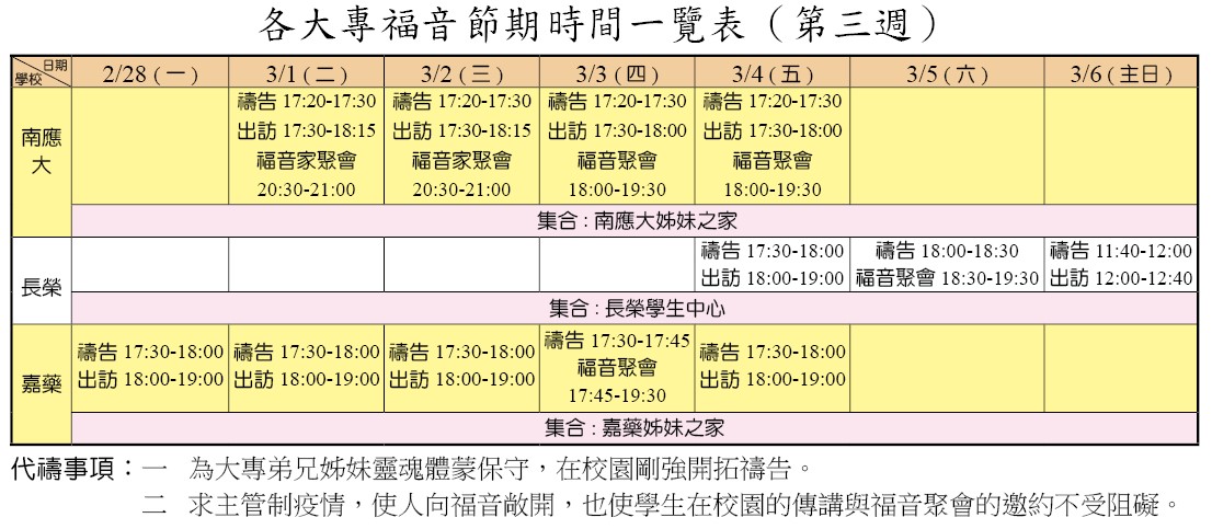 大專福音節期第三週