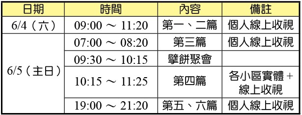 6/4-5特會時地及收視方式