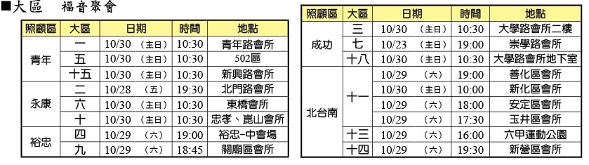 1023-30福音聚會時地