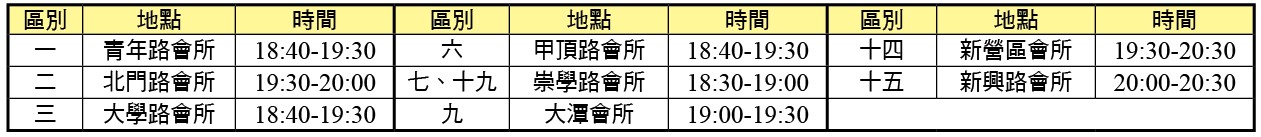 大區夜間擘餅時間及地點