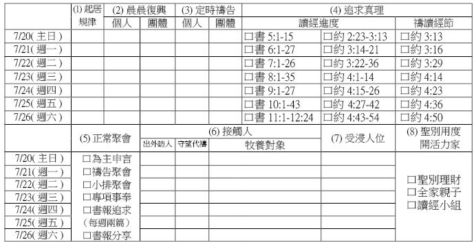 神人生活操練表20140720