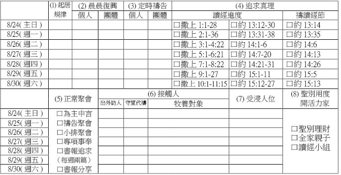 神人生活操練表20140824