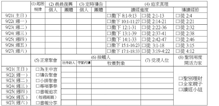 神人生活操練表20140921