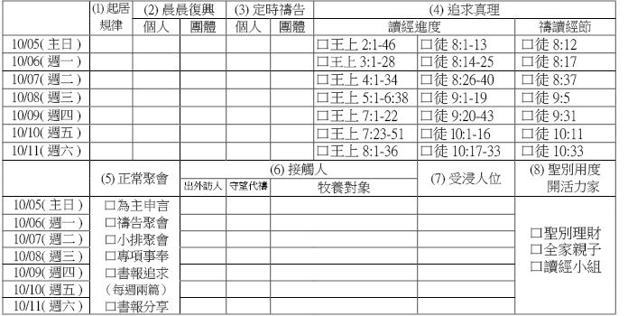 神人生活操練表20141005